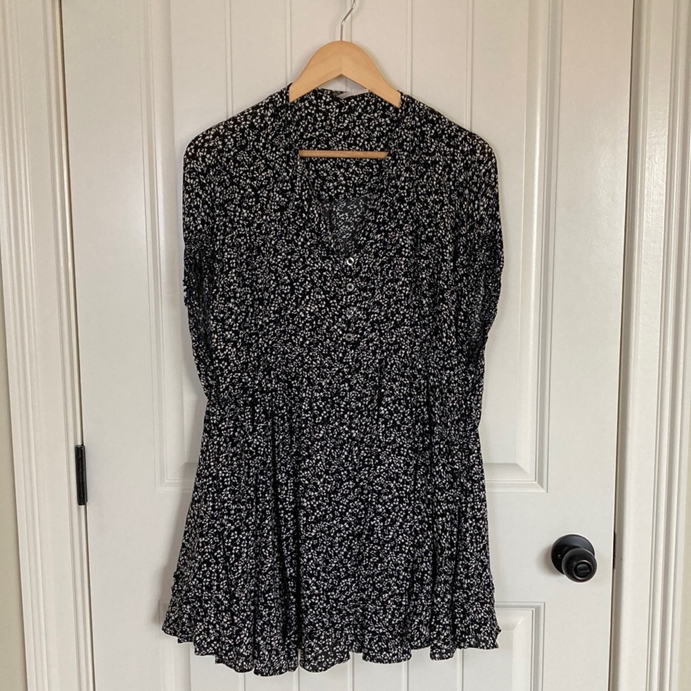 Free People Oversized Flowy Tunic/Dress with Ditsy Floral Size XS